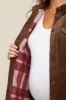 Brown Corduroy Plaid Fleece Lined Button Down Maternity Shacket sold by Pinkblush