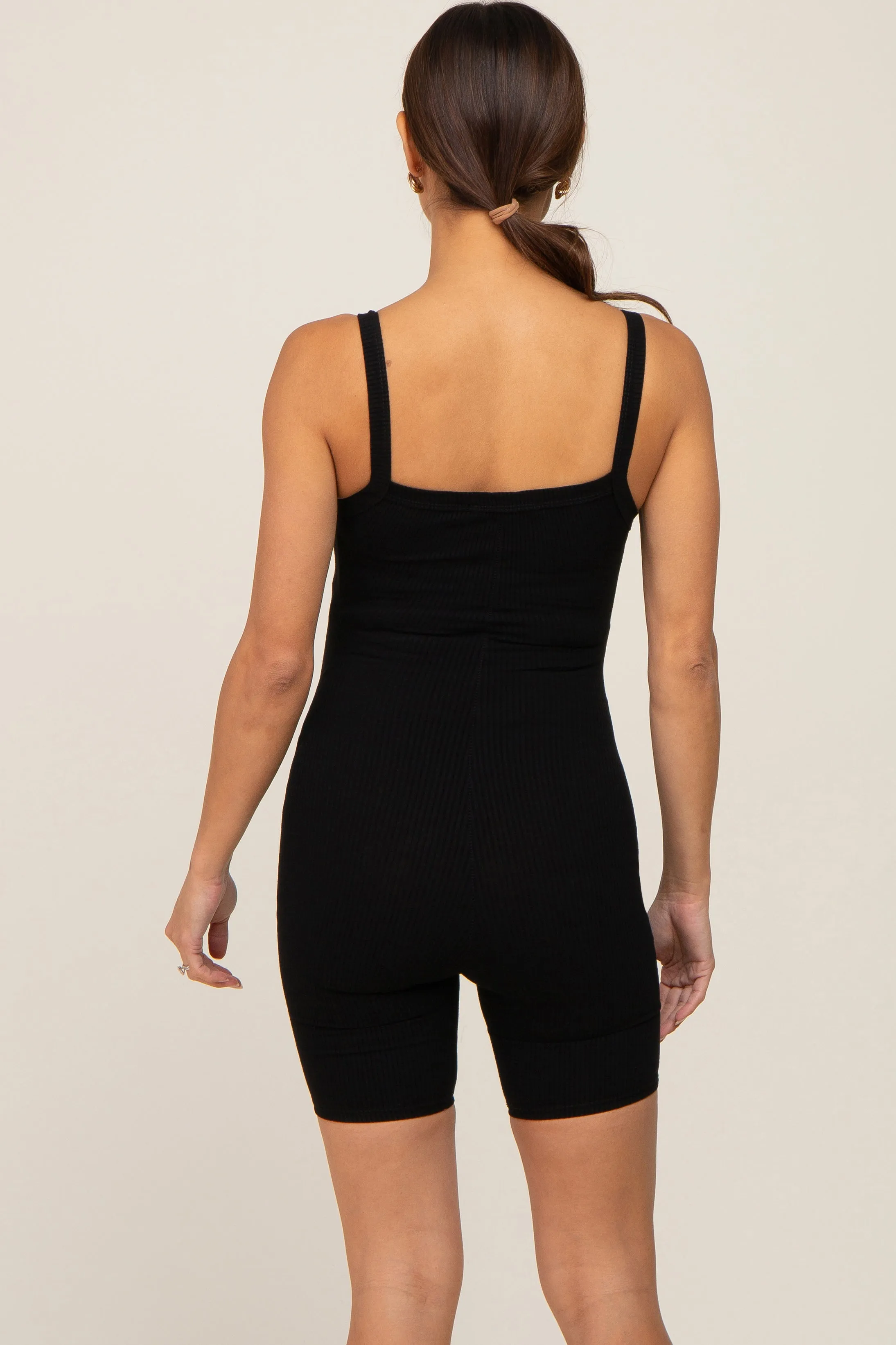 Black Ribbed Bodycon Maternity Romper sold by Pinkblush product image thumbnail 3