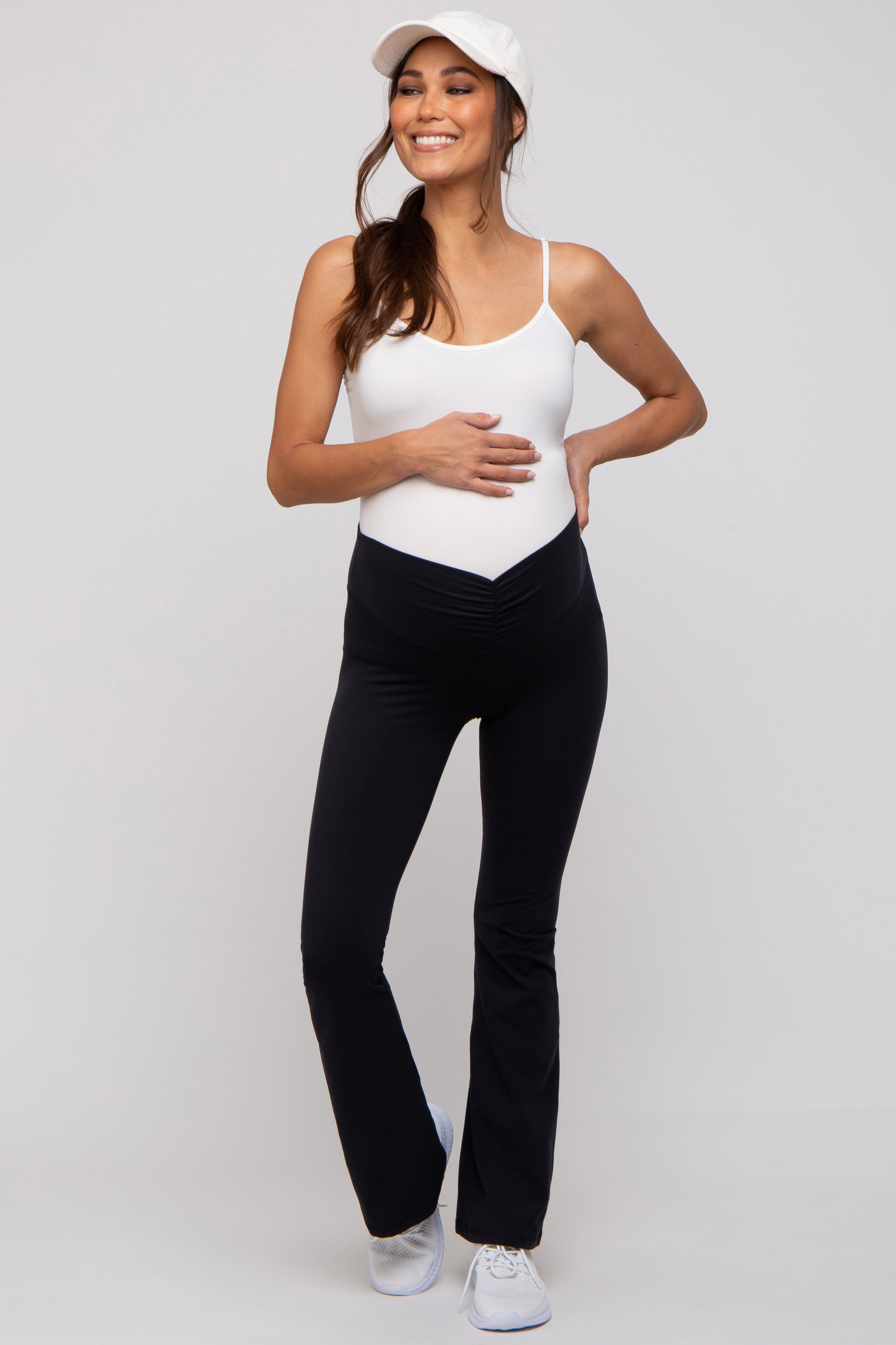 Black Front Ruched Maternity Leggings sold by Pinkblush product image thumbnail 5