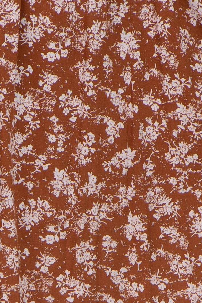 Brown Floral Ruffle Sleeve Smocked Dress sold by Pinkblush product image thumbnail 4