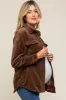 Brown Corduroy Plaid Fleece Lined Button Down Maternity Shacket sold by Pinkblush