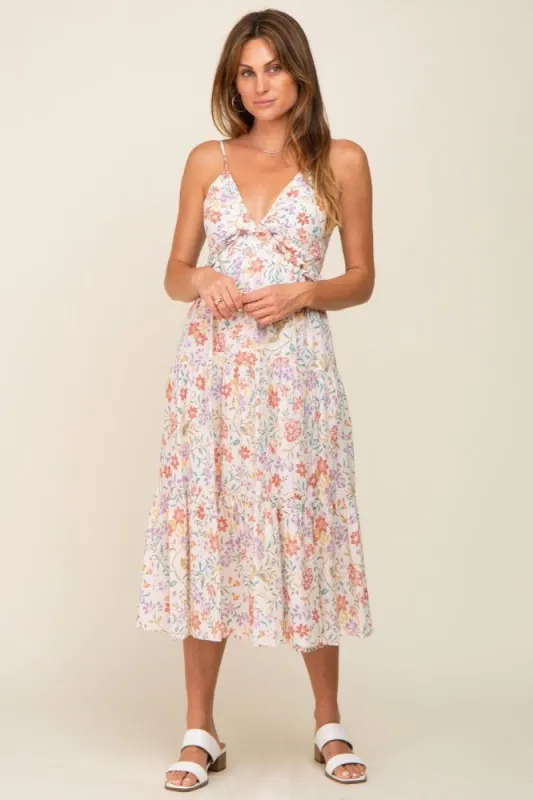 Lavender Floral Tiered Midi Dress sold by Pinkblush