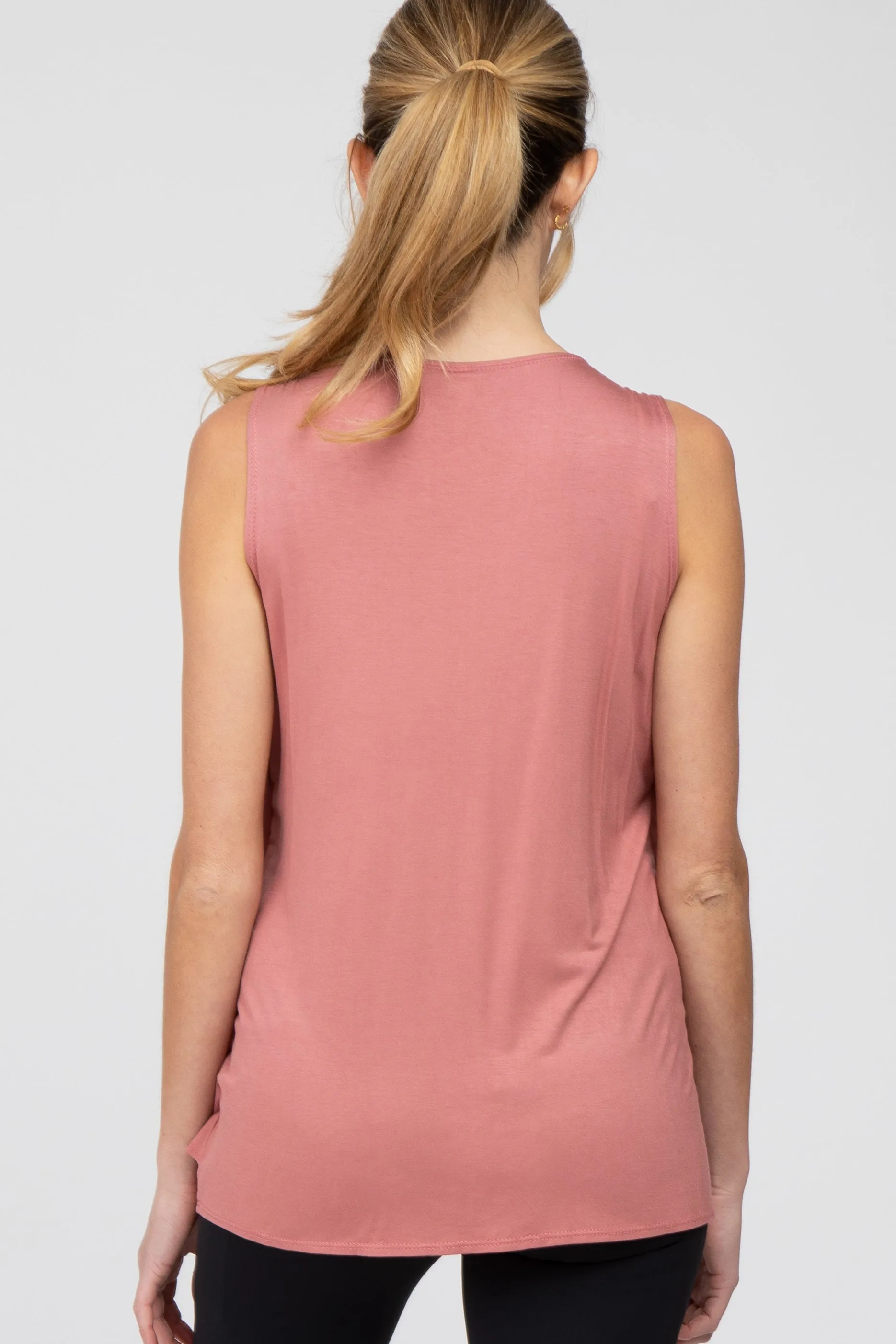 Salmon Solid Sleeveless Maternity Nursing Top sold by Pinkblush product image thumbnail 4