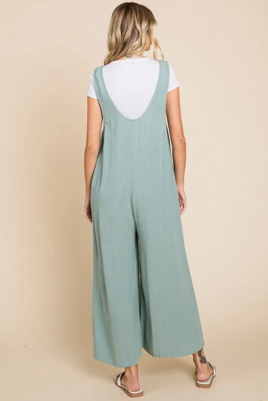 Light Olive V-Neck Wide Leg Maternity Jumpsuit sold by Pinkblush product image thumbnail 2