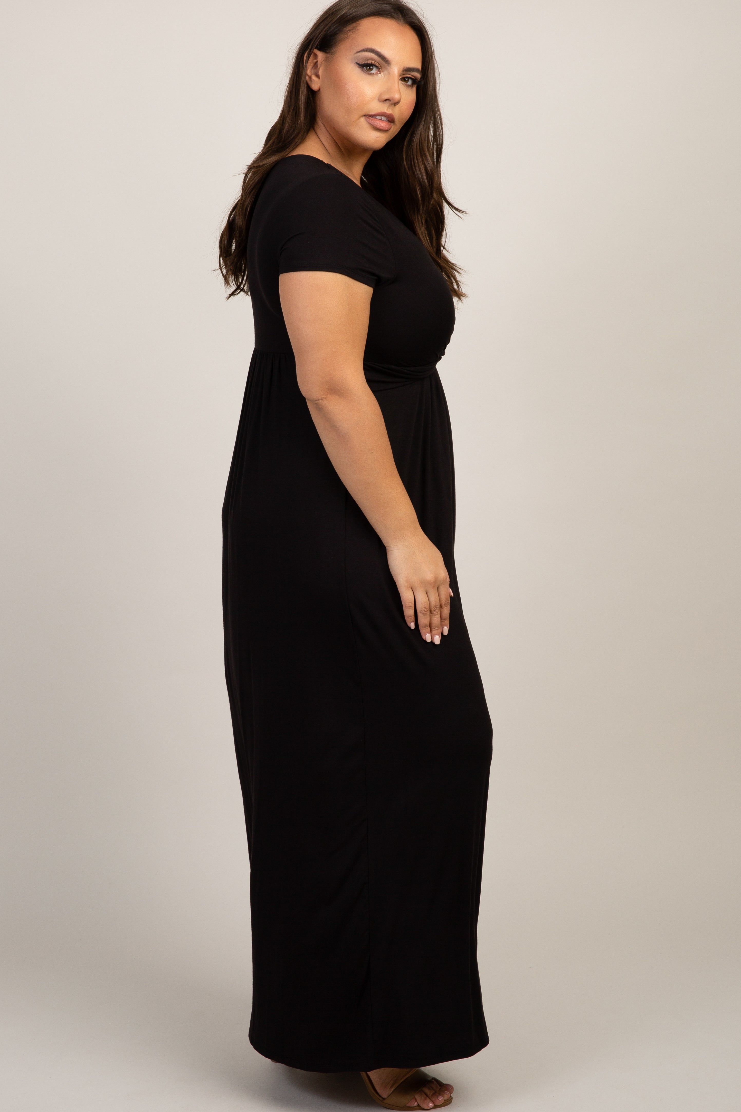 PinkBlush Black Draped Nursing Plus Maxi Dress sold by Pinkblush product image thumbnail 2