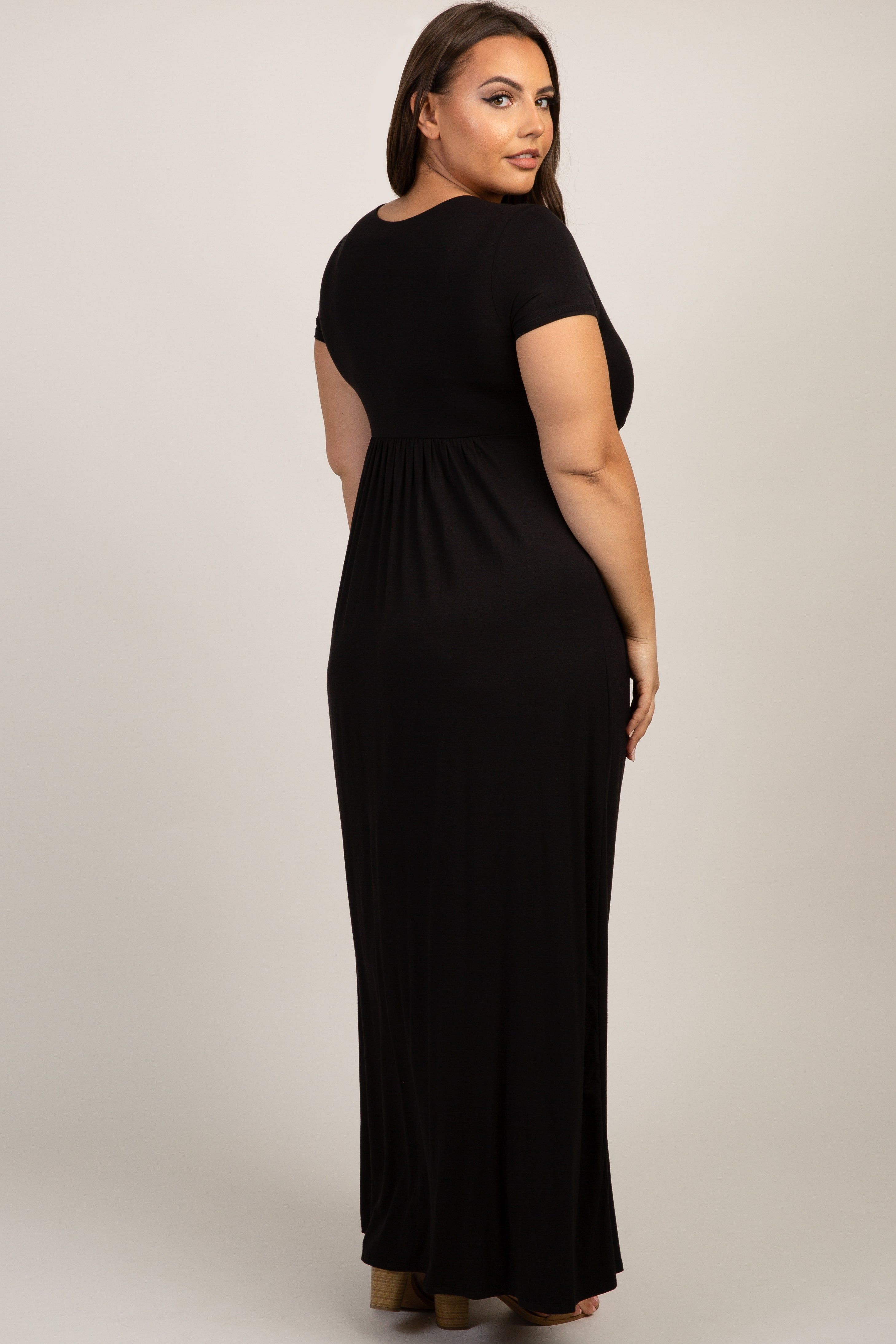 PinkBlush Black Draped Nursing Plus Maxi Dress sold by Pinkblush product image thumbnail 3