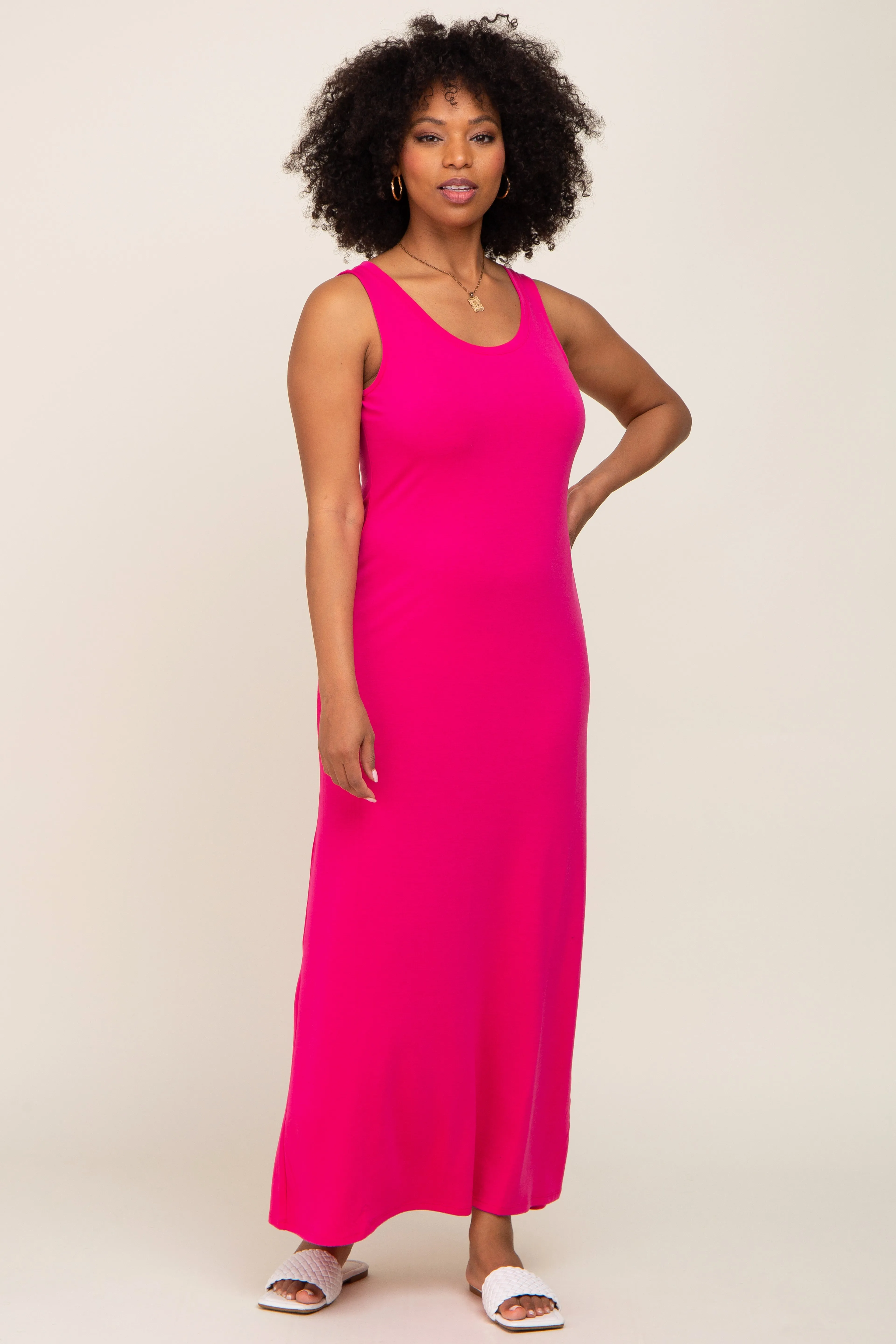 Fuchsia Sleeveless Maxi Dress sold by Pinkblush product image thumbnail 4