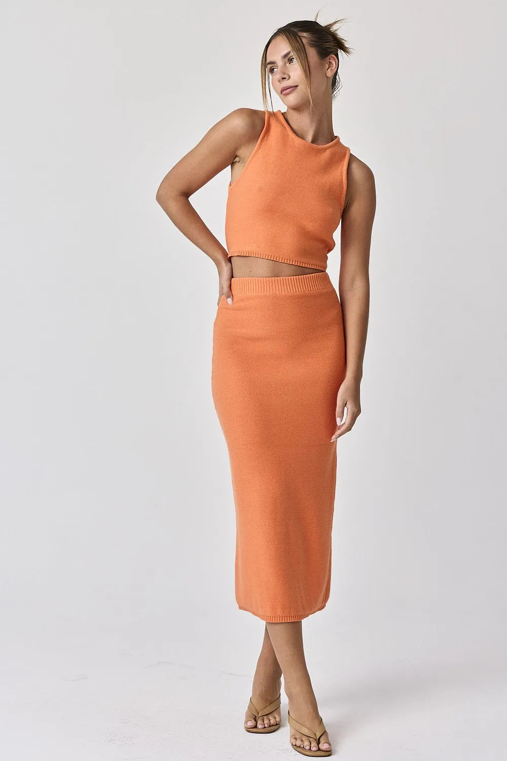Orange Sleeveless Crop Maternity Skirt Set sold by Pinkblush product image thumbnail 5