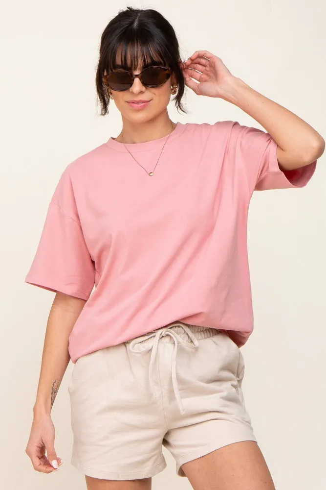 Pink Oversized Basic Tee sold by Pinkblush