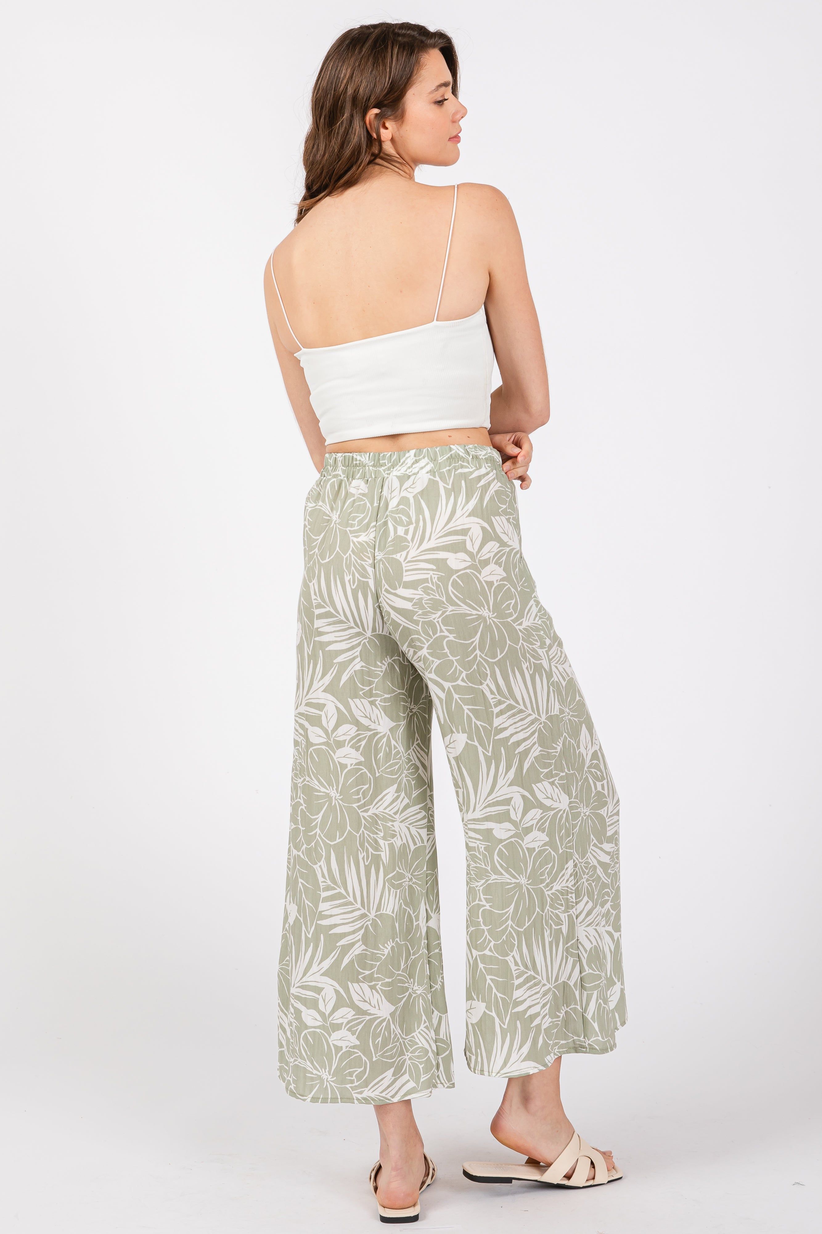 Light Olive Tropical Wide Leg Pants sold by Pinkblush product image thumbnail 3