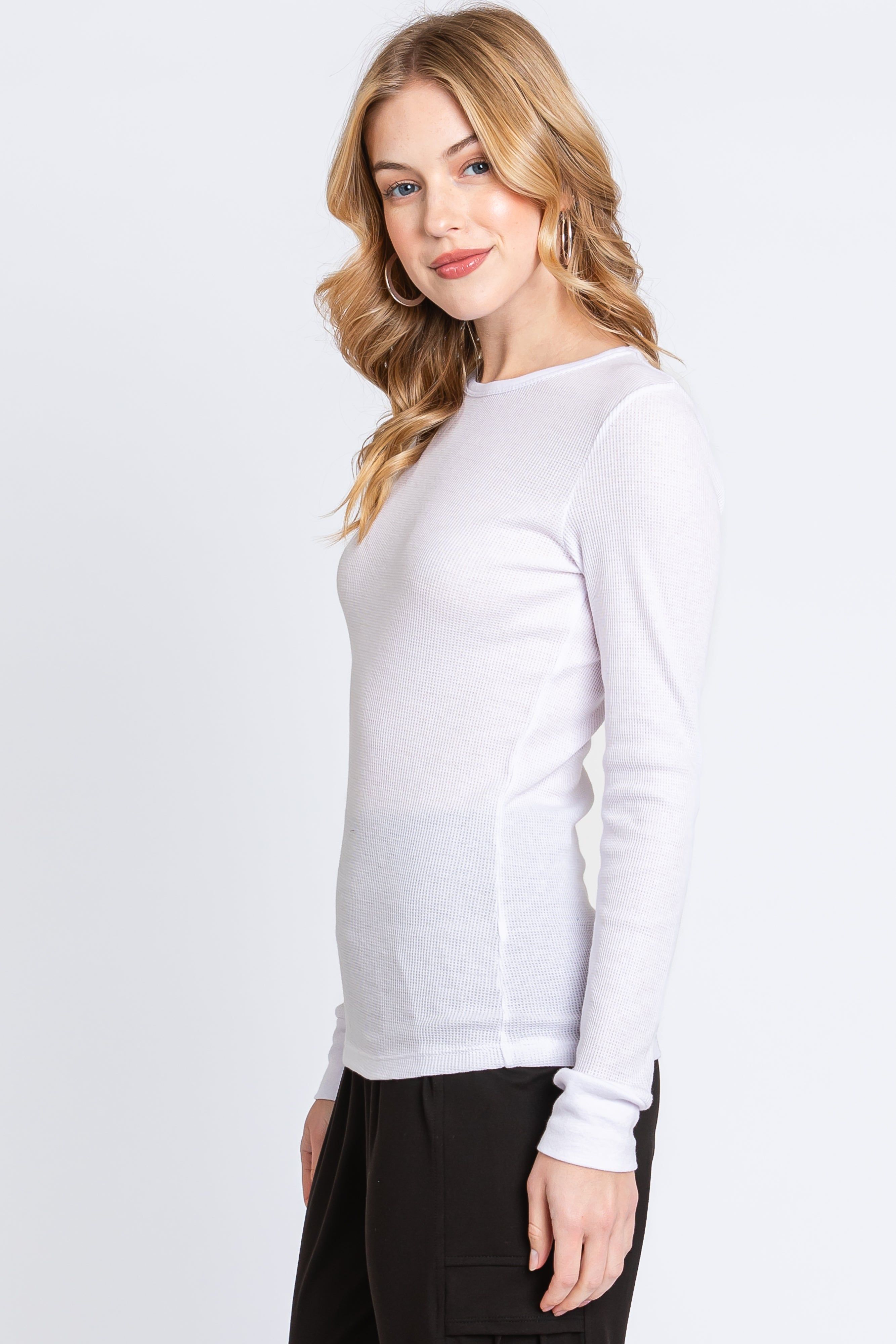 Ivory Knit Long Sleeve Round Hem Top sold by Pinkblush product image thumbnail 2