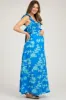 Blue Floral Ruffle V-Neck Back Cutout Maternity Maxi Dress sold by Pinkblush