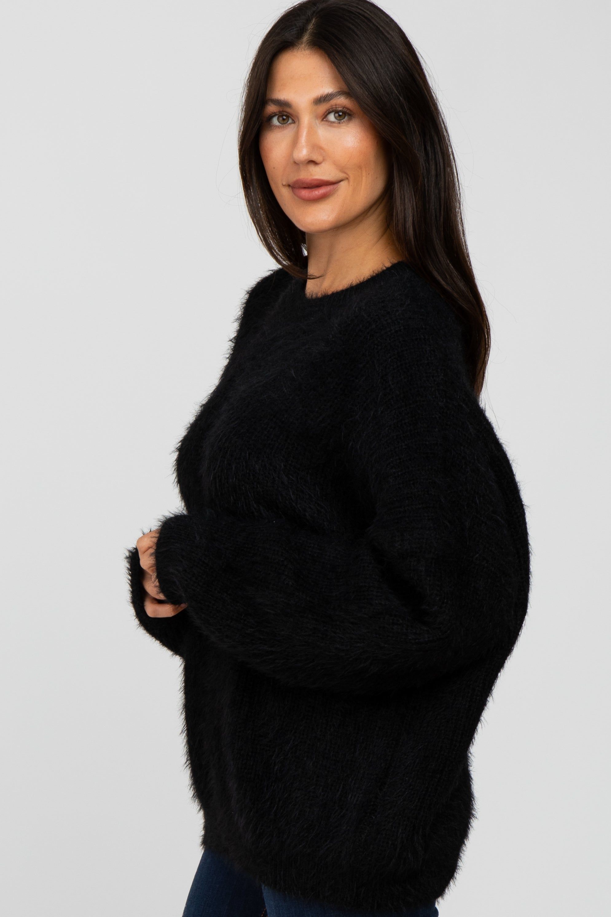 Black Fuzzy Chunky Knit Sweater sold by Pinkblush product image thumbnail 3
