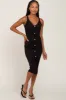 Black Ribbed Button Accent Maternity Midi Dress sold by Pinkblush