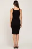 Black Ribbed Button Accent Maternity Midi Dress sold by Pinkblush