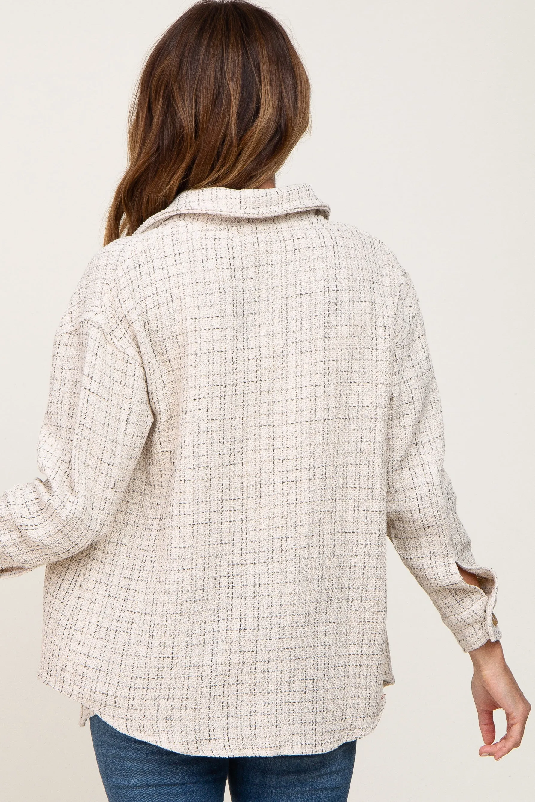 Beige Tweed Front Pocket Shacket sold by Pinkblush product image thumbnail 3