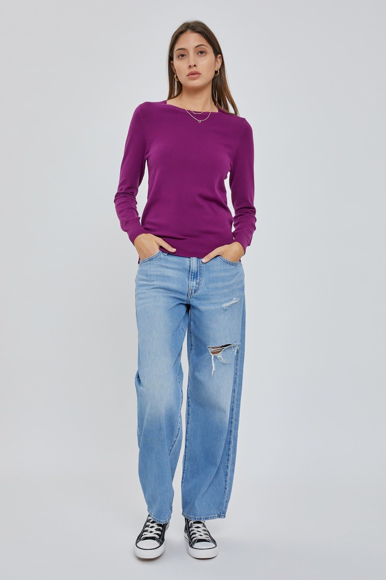 Purple Knit Long Sleeve Top sold by Pinkblush