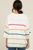 Ivory Multicolor Stripe Sweater Top sold by Pinkblush