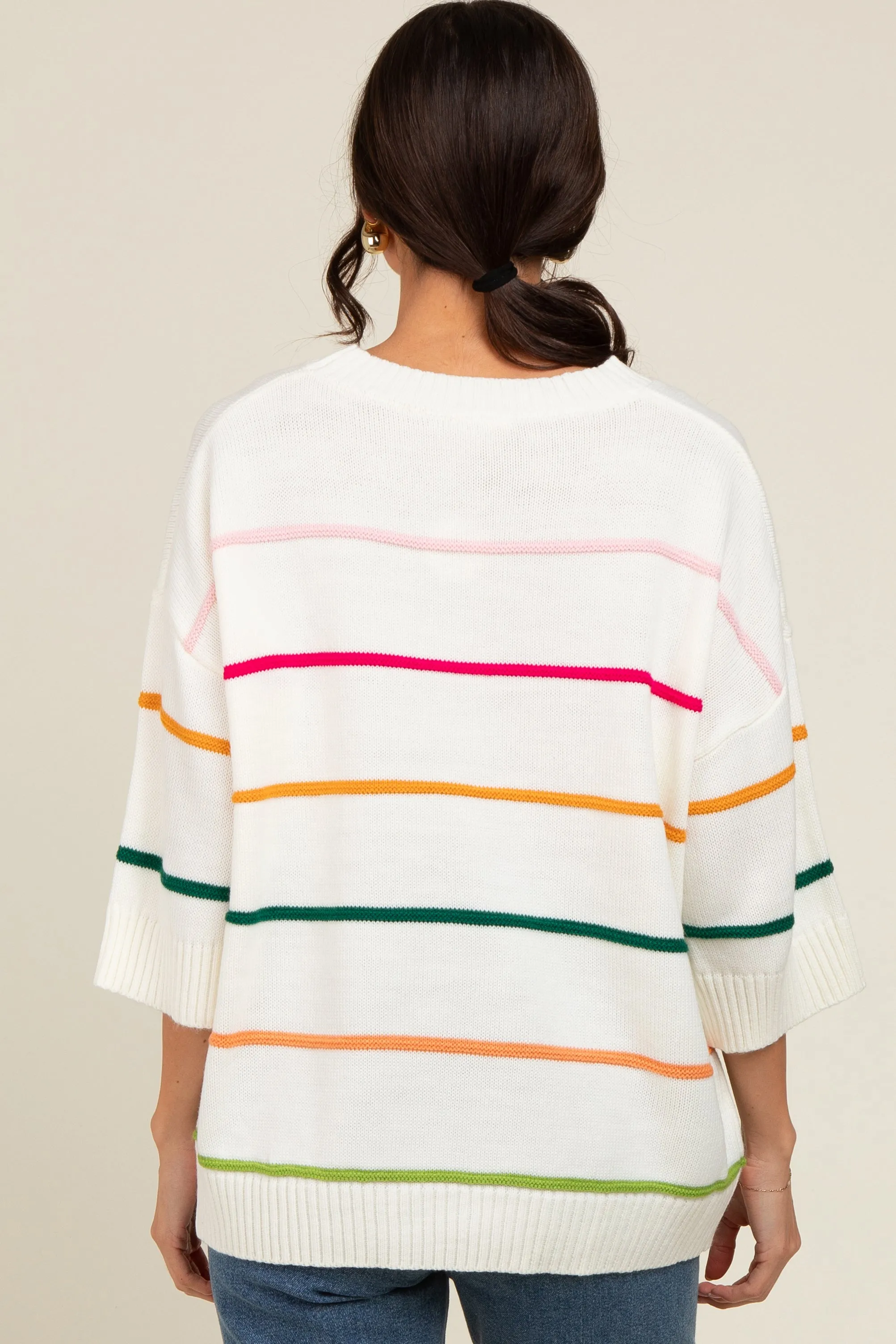 Ivory Multicolor Stripe Sweater Top sold by Pinkblush product image thumbnail 4