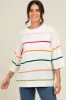 Ivory Multicolor Stripe Sweater Top sold by Pinkblush