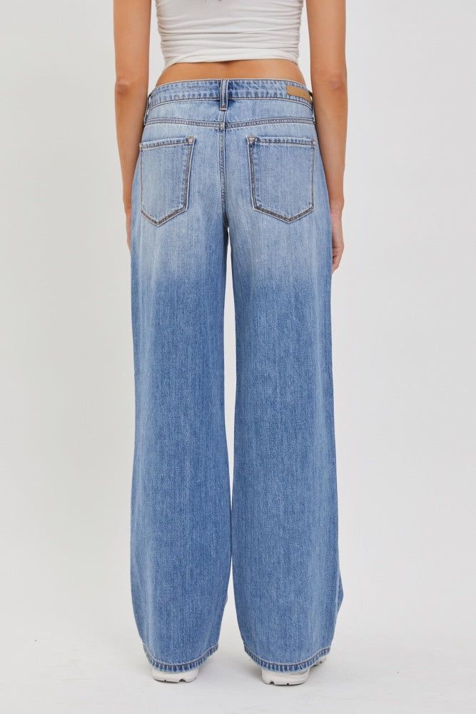 Medium Denim Low Rise Wide Leg Jean sold by Pinkblush product image thumbnail 4