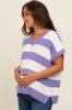 Purple Striped V-Neck Maternity Sweater Top sold by Pinkblush