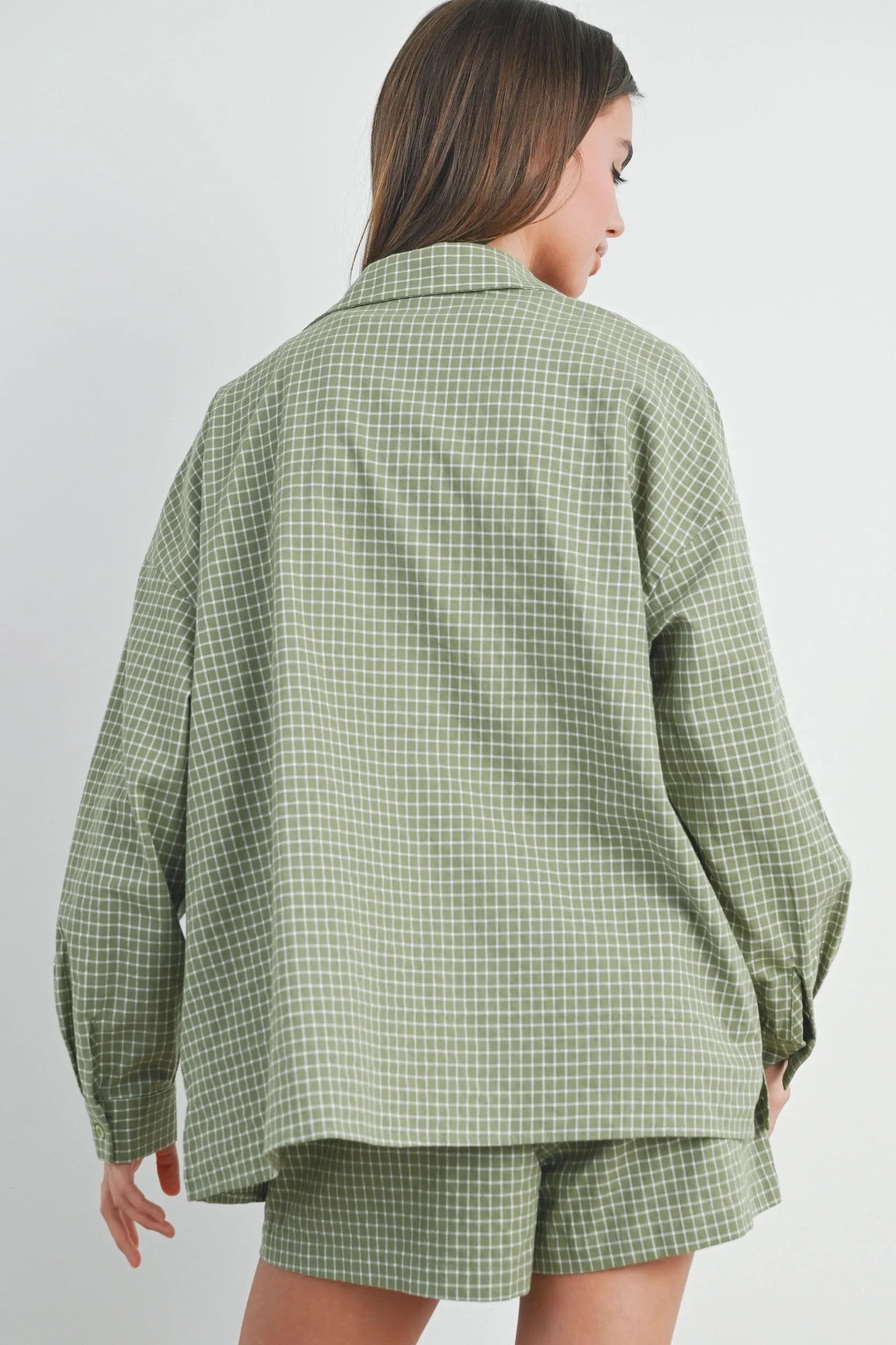 Olive Checker Plaid Button Down Shirt sold by Pinkblush product image thumbnail 3