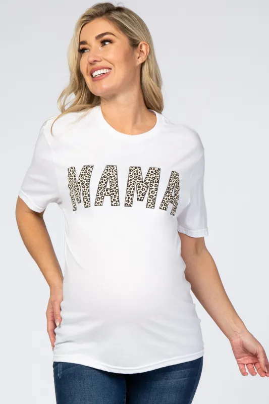 White Animal Print Mama Graphic Maternity Top sold by Pinkblush