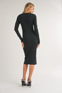 Black Fitted Cutout Midi Dress sold by Pinkblush