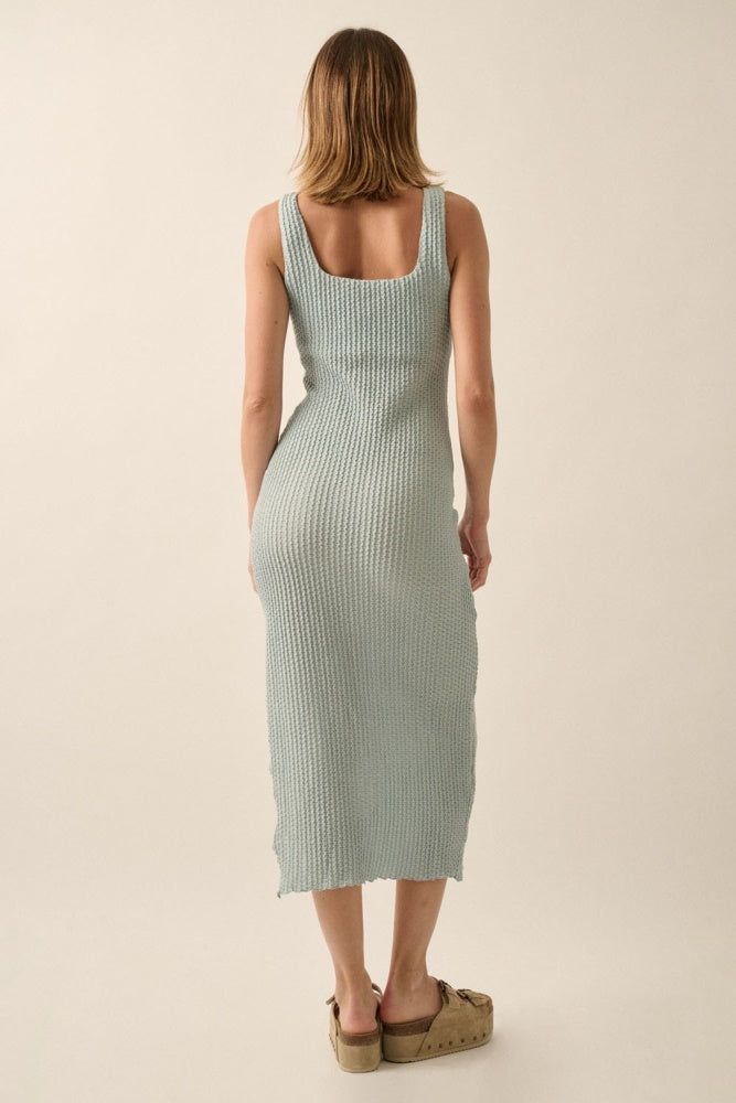 Light Chambray Square-Neck Woven Midi Dress sold by Pinkblush product image thumbnail 4