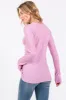 Pink Ribbed Knit Button Long Sleeve Top sold by Pinkblush
