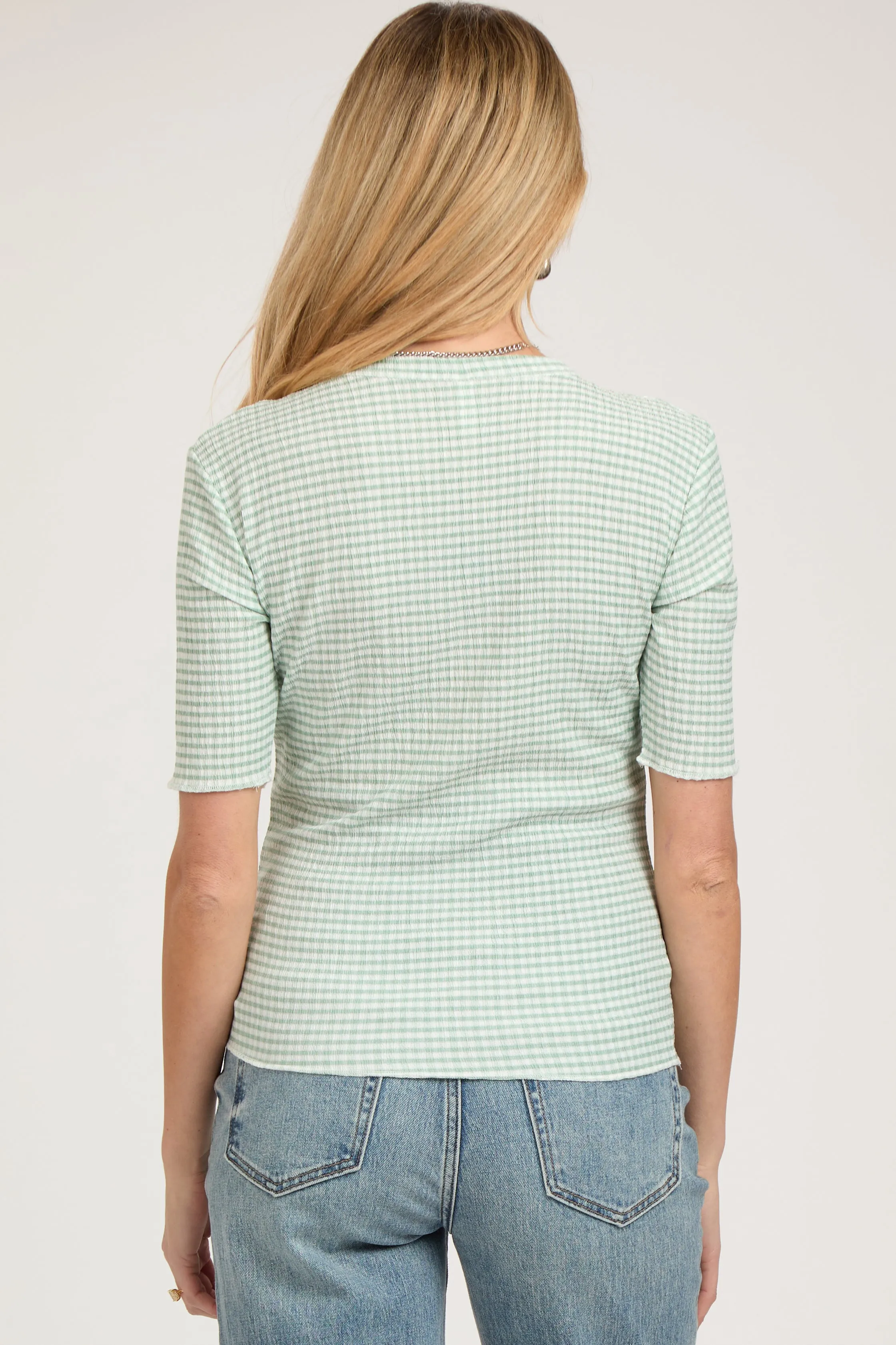 Mint Green Striped Short Sleeve Maternity Top sold by Pinkblush product image thumbnail 4