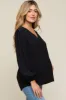 Black Textured Long Sleeve Maternity Blouse sold by Pinkblush