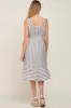 Blue Striped Sleeveless Ruffle Hem Maternity Midi Dress sold by Pinkblush