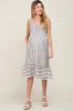 Blue Striped Sleeveless Ruffle Hem Maternity Midi Dress sold by Pinkblush