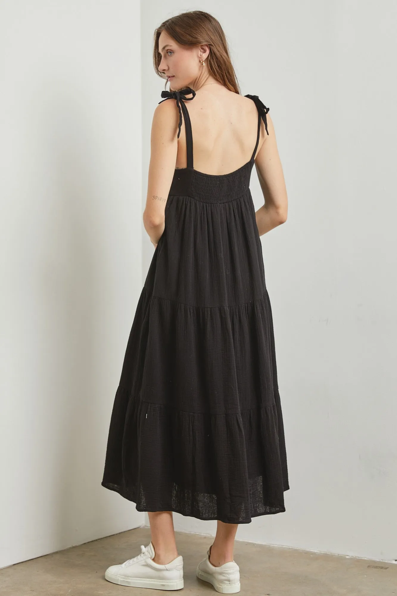Black Sleeveless Tiered Maxi Dress sold by Pinkblush product image thumbnail 3