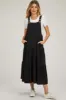 Black Button Sling Tiered Maternity Midi Dress sold by Pinkblush