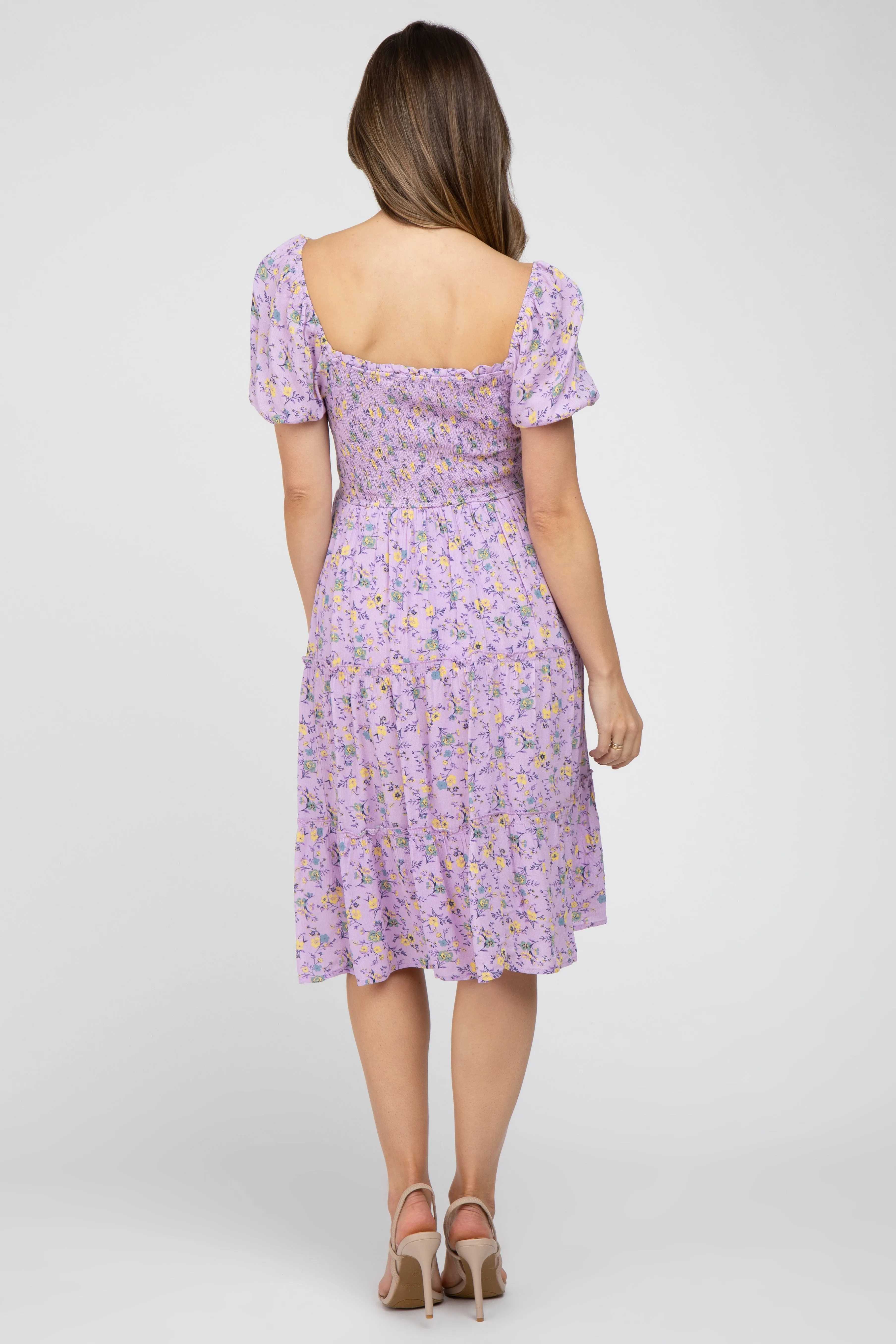 Lavender Smocked Button Accent Maternity Dress sold by Pinkblush product image thumbnail 3