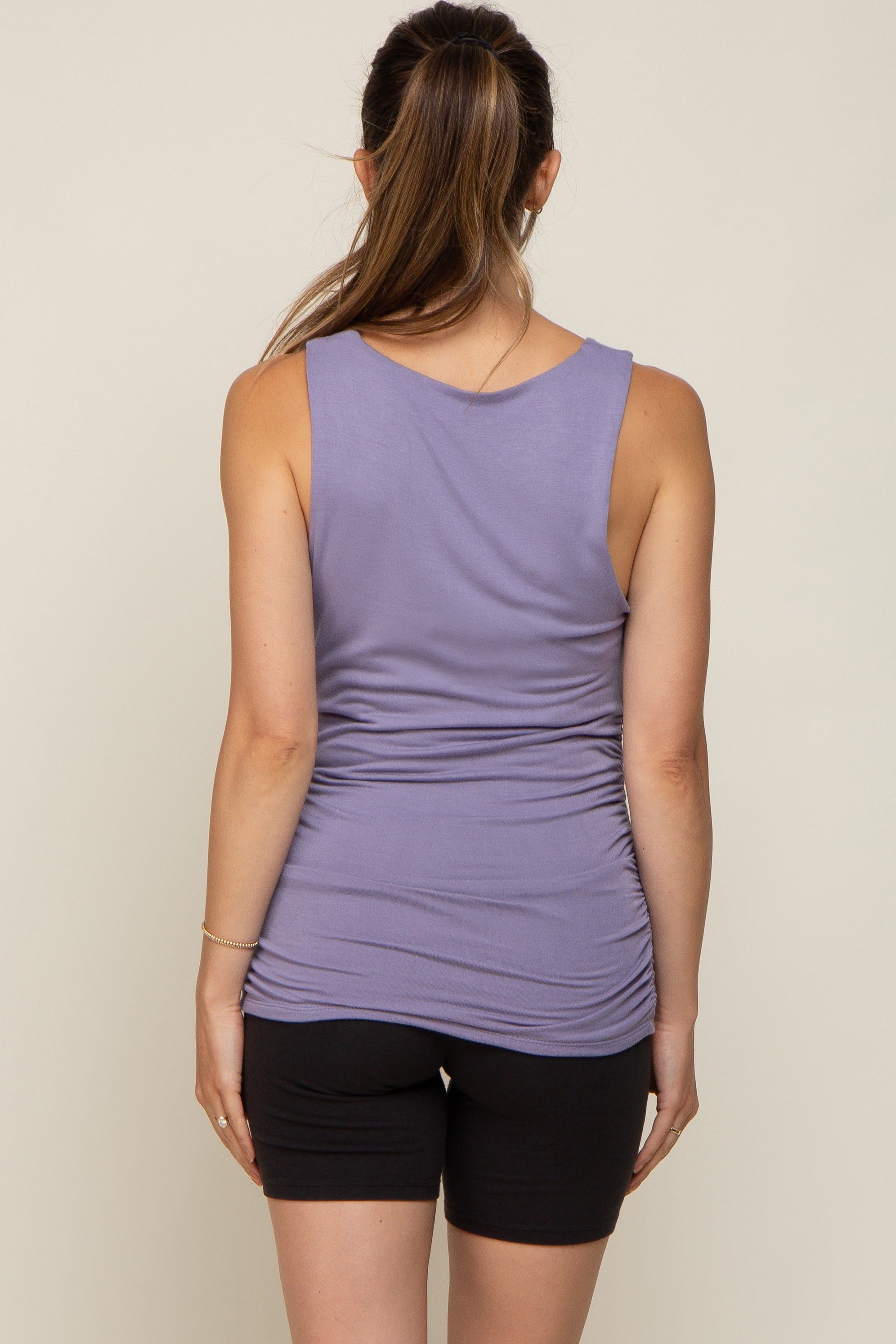 Lavender Square Neck Ruched Sides Maternity Top sold by Pinkblush product image thumbnail 3