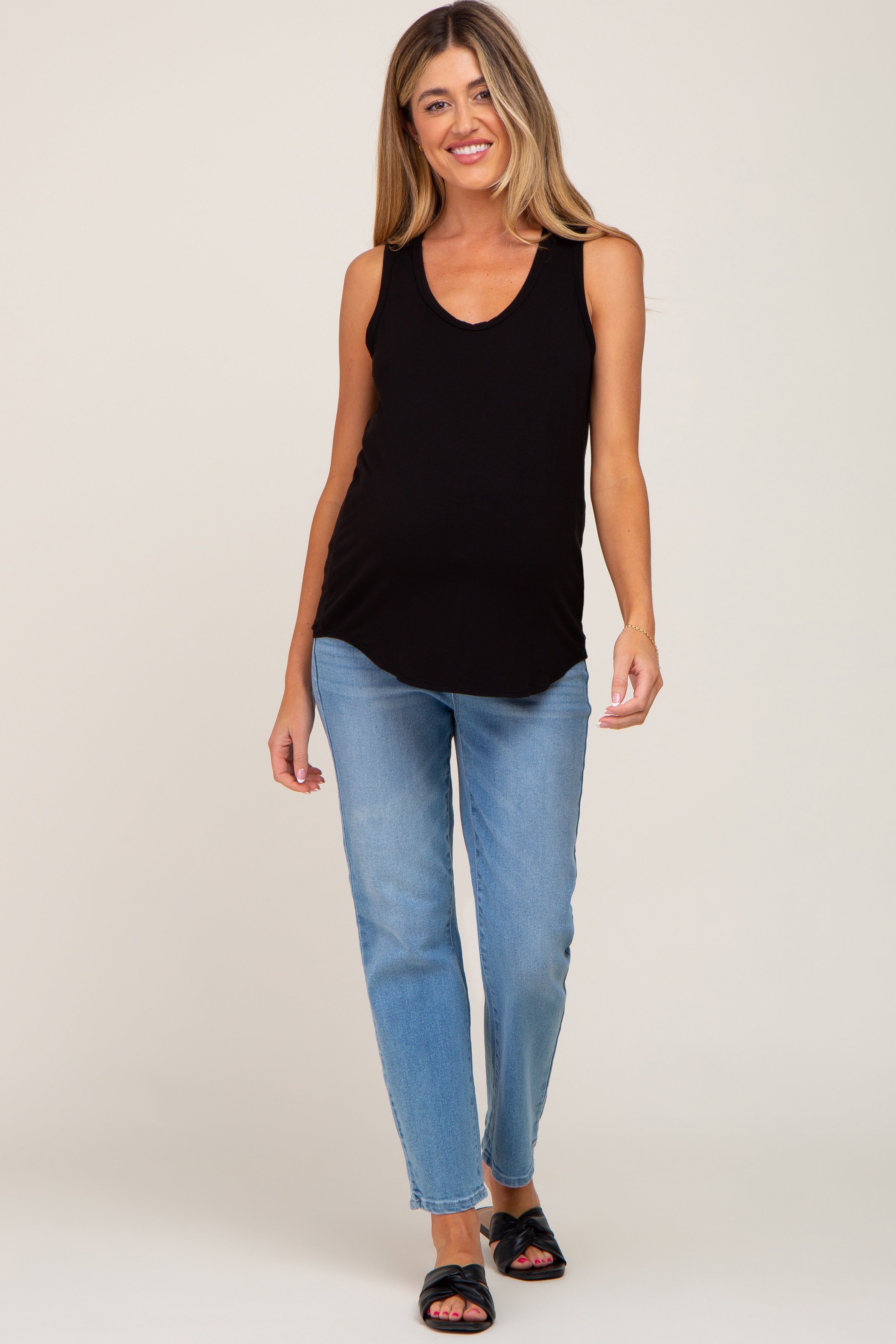 Black Scoop Neck Maternity Tank Top sold by Pinkblush product image thumbnail 4