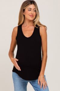 Black Scoop Neck Maternity Tank Top sold by Pinkblush