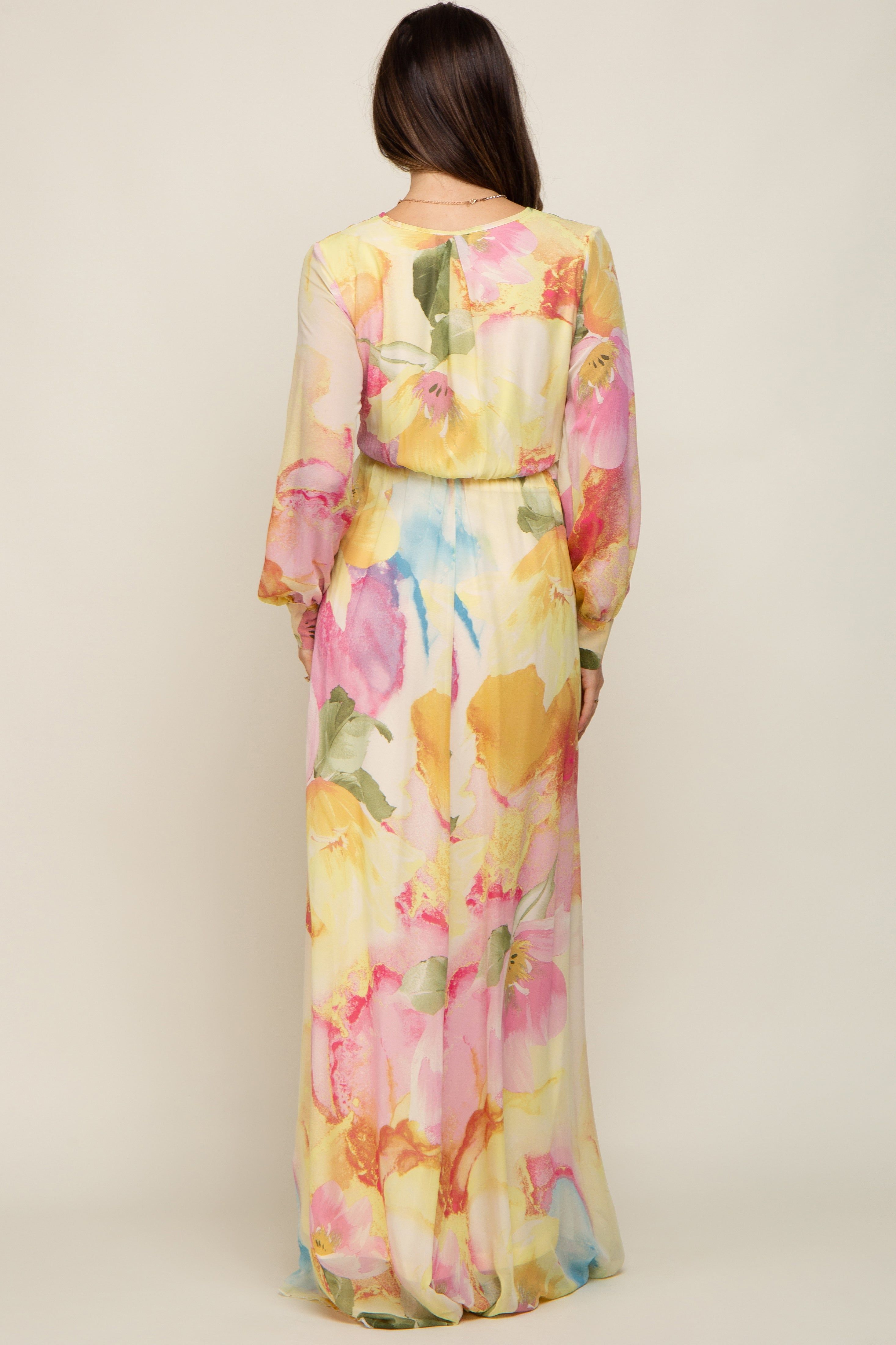 Pink Floral Chiffon Maternity Maxi Dress sold by Pinkblush product image thumbnail 3