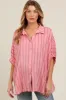 Pink Striped Collared Oversized Maternity Top sold by Pinkblush