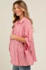 Pink Striped Collared Oversized Maternity Top sold by Pinkblush