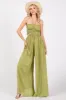 Lime Smocked Drawstring Halter Side Cutout Jumpsuit sold by Pinkblush
