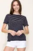 Navy Striped Short Sleeve Maternity Top sold by Pinkblush