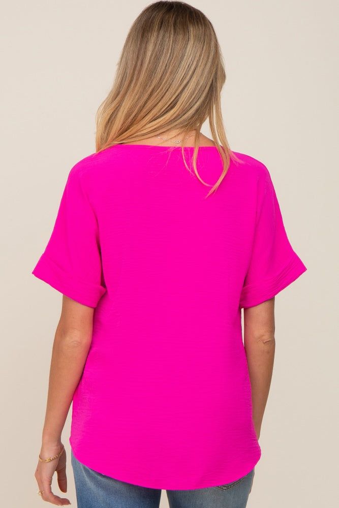 Fuchsia Rolled Cuff Short Sleeve Maternity Blouse sold by Pinkblush product image thumbnail 3