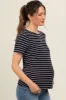 Navy Striped Short Sleeve Maternity Top sold by Pinkblush