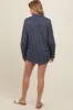 Navy Striped Button Down Top And Shorts Maternity Set sold by Pinkblush