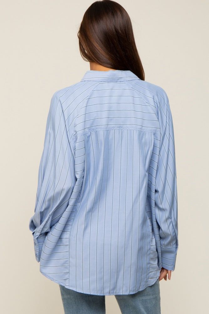 Blue Striped Oversized Maternity Blouse sold by Pinkblush product image thumbnail 4